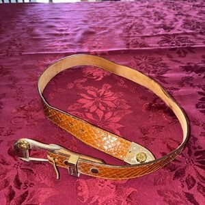 justin womens belt genuine snake size 28 brown 1 inch german silver buckle